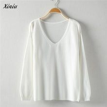Colorful xiniu Apparel Women's Hollow Out Long Sleeve Loose V Collar Thin Pullovers Sweater rmujer femme EF8