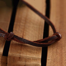 Cool Rock Round Pendant Long Chain Necklace Vintage PU Leather Pendant Necklace EF8