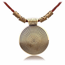 Cool Rock Round Pendant Long Chain Necklace Vintage PU Leather Pendant Necklace EF8