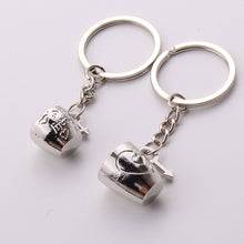 Creative 2Pcs Pair Romantic Couple Cups Keychain for Lovers Metal Keychain Wedding Gifts  EF8
