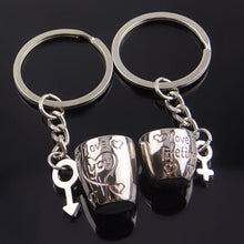 Creative 2Pcs Pair Romantic Couple Cups Keychain for Lovers Metal Keychain Wedding Gifts  EF8