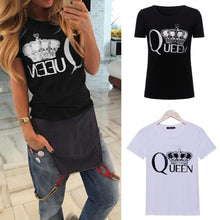 Crown Print Queen letter print t shirts short sleeve tshirt ladies fitness harajuku white black top tees EF8