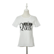 Crown Print Queen letter print t shirts short sleeve tshirt ladies fitness harajuku white black top tees EF8