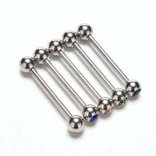 Crystal Ball Tongue Bars Ring Barbell Piercing Stainless Steel Body Jewelry 5Pcs Mixed Colors EF8