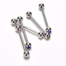 Crystal Ball Tongue Bars Ring Barbell Piercing Stainless Steel Body Jewelry 5Pcs Mixed Colors EF8