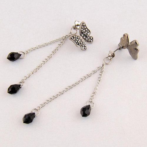 Crystal Elegant Stunning Charmming Tassel Butterfly Waterdrop Long Pendant Earrings Eardrop EF8