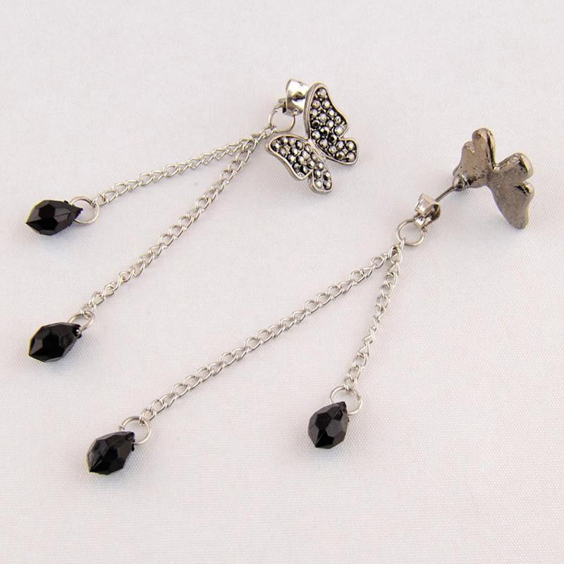 Crystal Elegant Stunning Charmming Tassel Butterfly Waterdrop Long Pendant Earrings Eardrop EF8