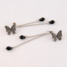 Crystal Elegant Stunning Charmming Tassel Butterfly Waterdrop Long Pendant Earrings Eardrop EF8