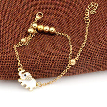 Crystal Elephant Charm Anklet Women gold 2 Layer Link Chain Metal Beads Barefoot S al Foot Jewelry Feet Bracelet EF8
