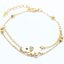 Crystal Elephant Charm Anklet Women gold 2 Layer Link Chain Metal Beads Barefoot S al Foot Jewelry Feet Bracelet EF8