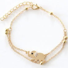 Crystal Elephant Charm Anklet Women gold 2 Layer Link Chain Metal Beads Barefoot S al Foot Jewelry Feet Bracelet EF8
