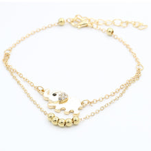 Crystal Elephant Charm Anklet Women gold 2 Layer Link Chain Metal Beads Barefoot S al Foot Jewelry Feet Bracelet EF8