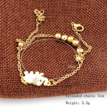 Crystal Elephant Charm Anklet Women gold 2 Layer Link Chain Metal Beads Barefoot S al Foot Jewelry Feet Bracelet EF8