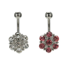 Crystal Flower Surgical Steel Barbell Piercing Belly Button Navel Ring Bar Body Piercing EF8