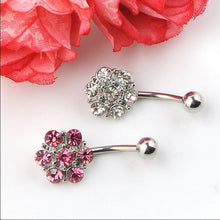 Crystal Flower Surgical Steel Barbell Piercing Belly Button Navel Ring Bar Body Piercing EF8