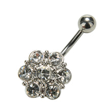 Crystal Flower Surgical Steel Barbell Piercing Belly Button Navel Ring Bar Body Piercing EF8