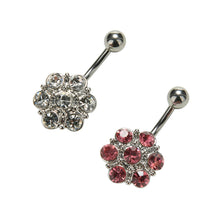 Crystal Flower Surgical Steel Barbell Piercing Belly Button Navel Ring Bar Body Piercing EF8