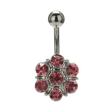 Crystal Flower Surgical Steel Barbell Piercing Belly Button Navel Ring Bar Body Piercing EF8