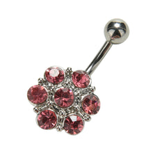 Crystal Flower Surgical Steel Barbell Piercing Belly Button Navel Ring Bar Body Piercing EF8