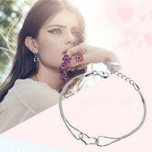 Crystal Love Heart Charm Chain Bracelet For Women Lady Girl Silver Plated Color Jewelry Bracelets EF8