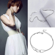 Crystal Love Heart Charm Chain Bracelet For Women Lady Girl Silver Plated Color Jewelry Bracelets EF8