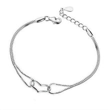 Crystal Love Heart Charm Chain Bracelet For Women Lady Girl Silver Plated Color Jewelry Bracelets EF8