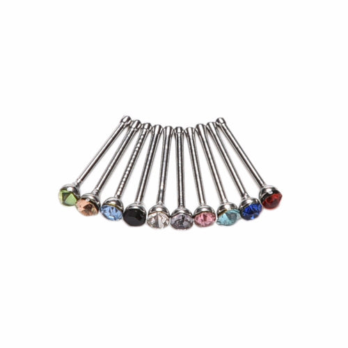 Crystal Rhinestone Nose Ring Bone Stud Surgical Steel Body Piercing Jewelry 10Pcs Body Jewelry Indian style EF8