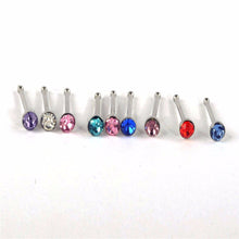 Crystal Stud Silver Colorful Nose Ring Nose Stud Stainless Surgical Steel Nose Piercing Body Jewelry 24pcs EF8