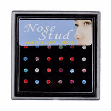Crystal Stud Silver Colorful Nose Ring Nose Stud Stainless Surgical Steel Nose Piercing Body Jewelry 24pcs EF8