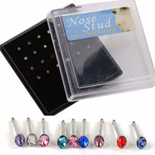 Crystal Stud Silver Colorful Nose Ring Nose Stud Stainless Surgical Steel Nose Piercing Body Jewelry 24pcs EF8
