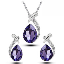 Crystal Water Drop Silver Plated Earrings Necklaces Bridal Jewelry Sets WF Water Drop Earrings Necklaces Jewelry Sets EF8