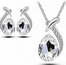 Crystal Water Drop Silver Plated Earrings Necklaces Bridal Jewelry Sets WF Water Drop Earrings Necklaces Jewelry Sets EF8