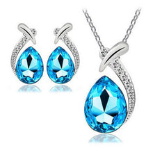 Crystal Water Drop Silver Plated Earrings Necklaces Bridal Jewelry Sets WF Water Drop Earrings Necklaces Jewelry Sets EF8