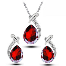 Crystal Water Drop Silver Plated Earrings Necklaces Bridal Jewelry Sets WF Water Drop Earrings Necklaces Jewelry Sets EF8