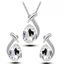 Crystal Water Drop Silver Plated Earrings Necklaces Bridal Jewelry Sets WF Water Drop Earrings Necklaces Jewelry Sets EF8