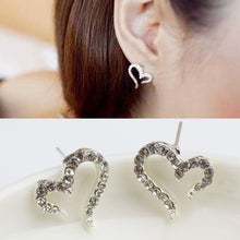 Crystal Women Jewelry Vintage Sliver Plated Small Love Imitation Diamond Stud Earrings  EF8