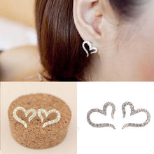 Crystal Women Jewelry Vintage Sliver Plated Small Love Imitation Diamond Stud Earrings  EF8