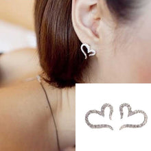 Crystal Women Jewelry Vintage Sliver Plated Small Love Imitation Diamond Stud Earrings  EF8