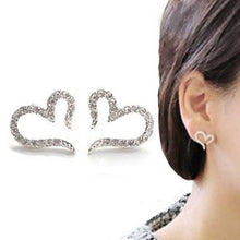 Crystal Women Jewelry Vintage Sliver Plated Small Love Imitation Diamond Stud Earrings  EF8