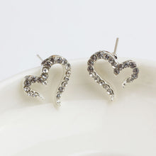 Crystal Women Jewelry Vintage Sliver Plated Small Love Imitation Diamond Stud Earrings  EF8