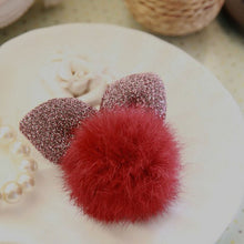 Cute Dotted Rabbit Baby Headb  Faux Fur Ball Ear Shape Hair Clips For Girls Red Pink Hairpins S  EF8
