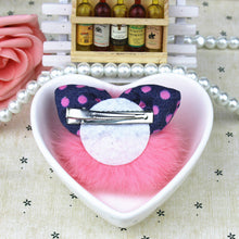 Cute Dotted Rabbit Baby Headb  Faux Fur Ball Ear Shape Hair Clips For Girls Red Pink Hairpins S  EF8