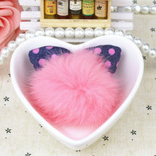 Cute Dotted Rabbit Baby Headb  Faux Fur Ball Ear Shape Hair Clips For Girls Red Pink Hairpins S  EF8