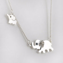 Cute Elephant Family Stroll Design Women Charming Crystal Chain Necklace Chocker necklace  EF8