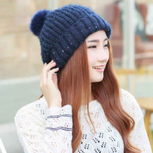 Cute Fur Ball Pompom Women Fashion Keep Warm Hats Knitted Wool Hemming Hat Beanies Accessories Fur Pom Cap EF8