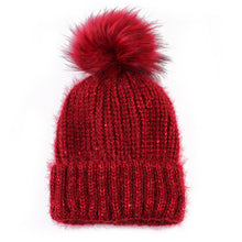 Cute Fur Ball Pompom Women Fashion Keep Warm Hats Knitted Wool Hemming Hat Beanies Accessories Fur Pom Cap EF8