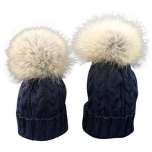 Cute Trendy Mom And Baby Crochet Hat Fur Wool Knit Warm Cap Knitted Hats Caps Toddler bonnet enfant set EF8
