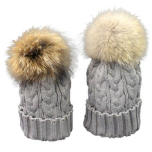 Cute Trendy Mom And Baby Crochet Hat Fur Wool Knit Warm Cap Knitted Hats Caps Toddler bonnet enfant set EF8