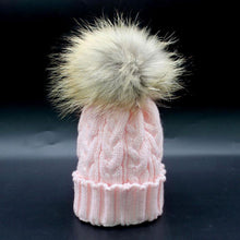 Cute Trendy Mom And Baby Crochet Hat Fur Wool Knit Warm Cap Knitted Hats Caps Toddler bonnet enfant set EF8
