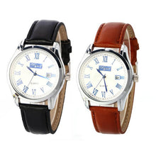 Fashion Stainless Steel LeatherDate Clock Men's Military Sport Analog Quartz Wrist Watch Calendar Relogio Masculino EF8